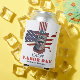 Simple Elegant Labour Day with USA flag T-Shirt Can Cooler