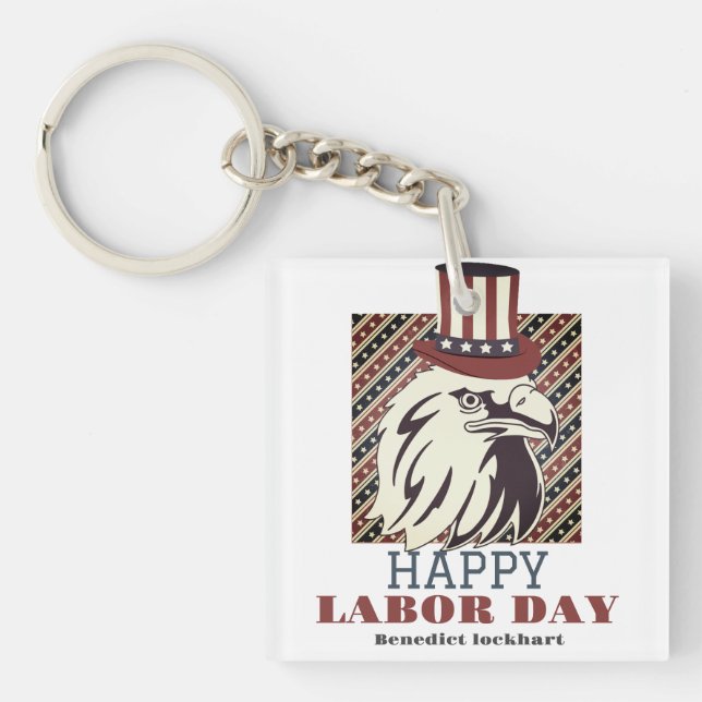 Simple Elegant Labour Day with USA flag T-Shirt Key Ring (Front)