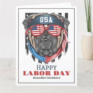 Simple Elegant Labour Day with USA flag T-Shirt Thank You Card