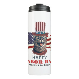 Simple Elegant Labour Day with USA flag T-Shirt Thermal Tumbler