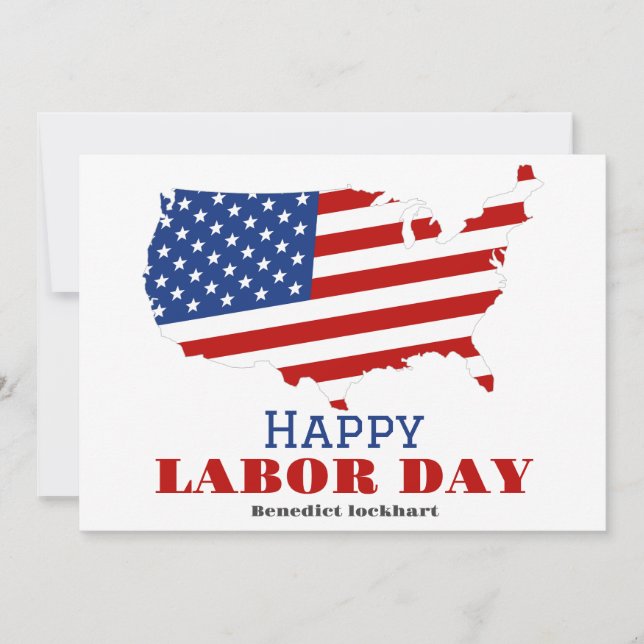 Simple Elegant Labour Day with USA flag Thank You Card (Front)