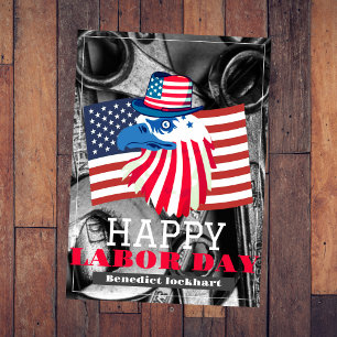 Simple Elegant Labour Day with USA flag Thank You Card