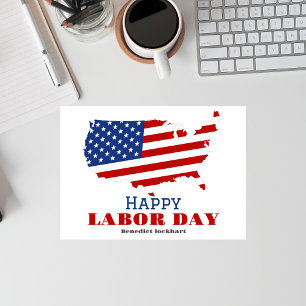 Simple Elegant Labour Day with USA flag Thank You Card