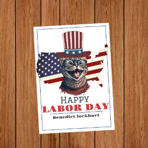 Simple Elegant Labour Day with USA flag Thank You Card