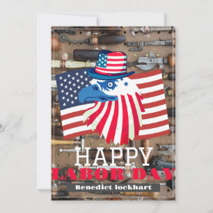 Simple Elegant Labour Day with USA flag Thank You Card