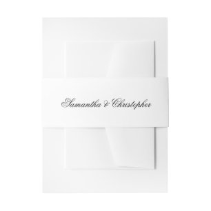 Simple Elegant Lacy Script Names Wedding Invitation Belly Band