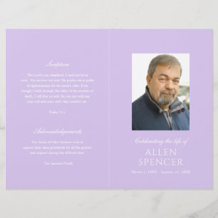 Simple Elegant Lavender Modern Funeral Program