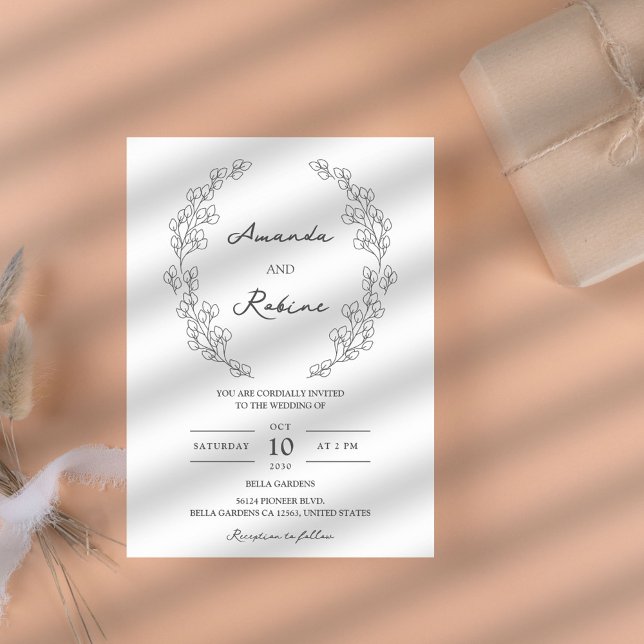 Simple Elegant Leaf Wedding Invitation (Creator Uploaded)