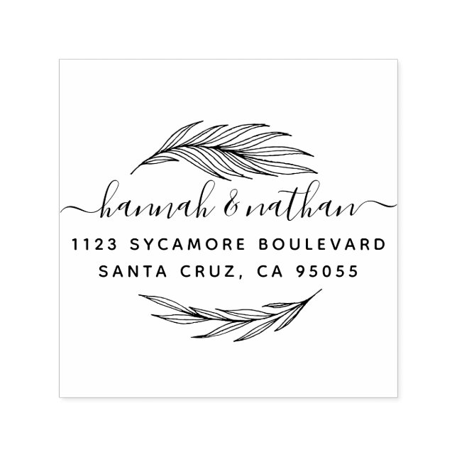 Simple Elegant Leaves | Wedding Return Address Self-inking Stamp (Design)