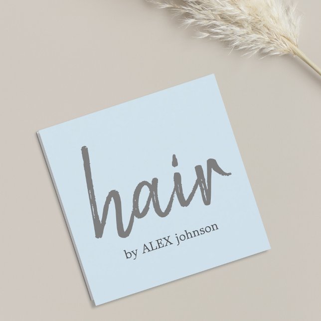 Simple Elegant Light Blue Grey Hair Stylist Square Business Card (Creator Uploaded)