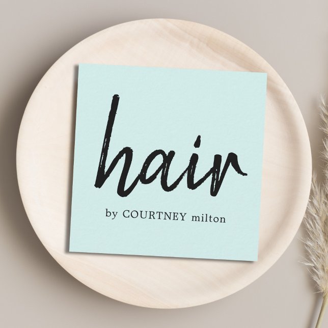 Simple Elegant Light Blue Hair Stylist Square Business Card (Creator Uploaded)