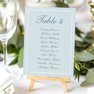 Simple Elegant Light Blue White Seating Chart Table Number