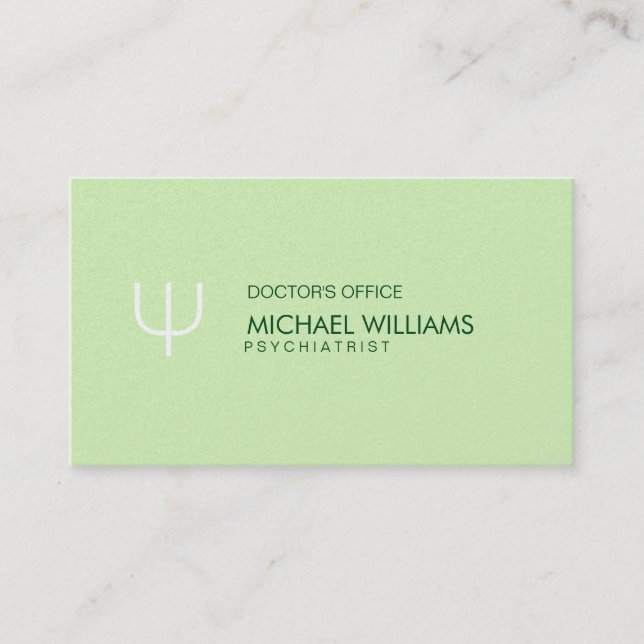 Simple Elegant Light Green Psychologist Profession Business Card (Front)