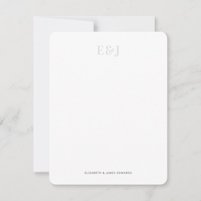 Simple Elegant Light Grey Couple Monogram Vertical Card (Front)