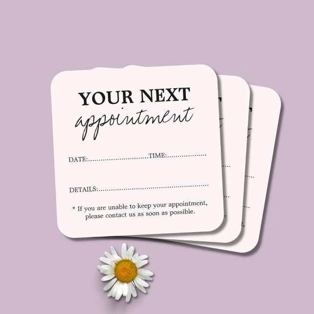 Simple Elegant Light Pink Beauty Salon Appointment Card (Creator Uploaded)