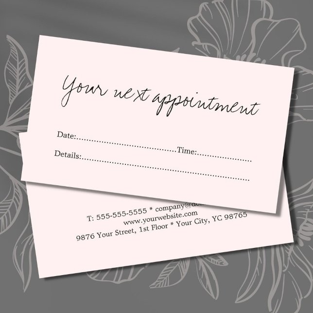Simple Elegant Light Rose Beauty Appointment Card (Creator Uploaded)