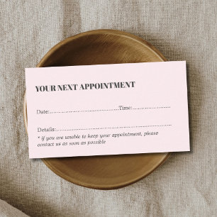 Simple Elegant Light Rose Beauty Salon  Appointment Card