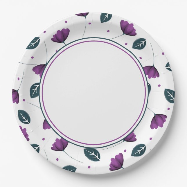 Simple Elegant Lilac Flowers Paper Plate (Front)