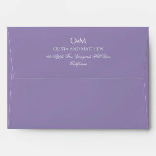 Simple Elegant Lilac Monogram Wedding Envelope