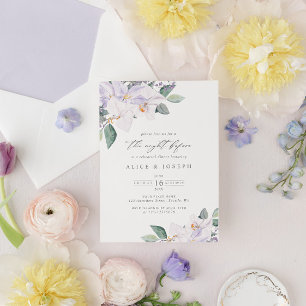 Simple Elegant Lilac Watercolor Rehearsal Dinner Invitation