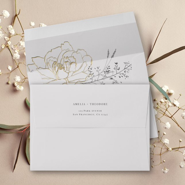 Simple Elegant Line Floral Wedding Envelope (Creator Uploaded)
