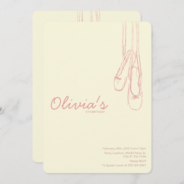 Simple & Elegant Little Dancer Invitations (Front/Back)