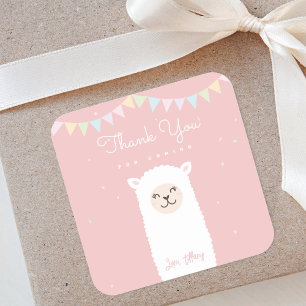 Simple Elegant llama Alpaca Thank You For Coming Square Sticker