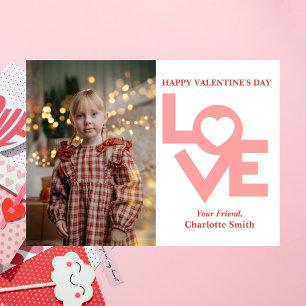 Simple Elegant Love photo classroom valentines Holiday Card