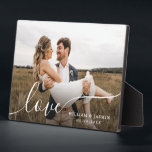 Simple Elegant Love Script Wedding Customise Photo Plaque<br><div class="desc">A simple modern and elegant photo plaque for wedding couple memories easy to personalise and customisable</div>