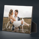 Simple Elegant Love Script Wedding Customise Photo Plaque<br><div class="desc">A simple modern and elegant photo plaque for wedding couple memories easy to personalise and customisable</div>