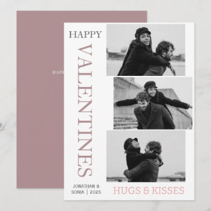 Simple Elegant Love valentines day couple 3 photo Holiday Card