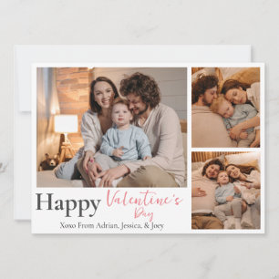 Simple Elegant Love valentine's day couple 3 photo Holiday Card
