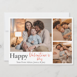 Simple Elegant Love valentine's day couple 3 photo Holiday Card