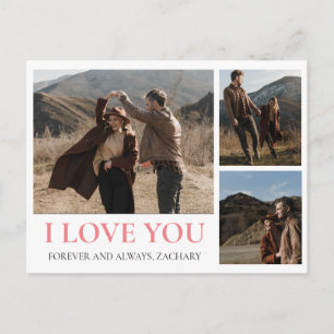 Simple Elegant Love valentine's day couple 3 photo Holiday Postcard