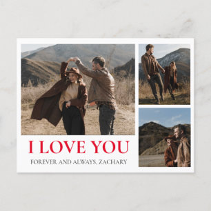 Simple Elegant Love valentine's day couple 3 photo Holiday Postcard