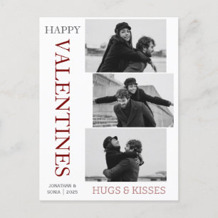 Simple Elegant Love valentines day couple 3 photo Holiday Postcard