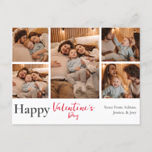 Simple Elegant Love valentine's day couple 5 photo Holiday Postcard