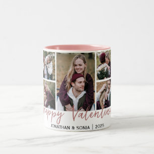 Simple Elegant Love valentine's day couple 5 photo Two-Tone Coffee Mug