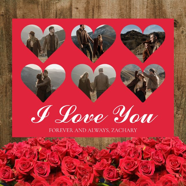 Simple Elegant Love valentine's day couple 6 photo Holiday Card (Creator Uploaded)
