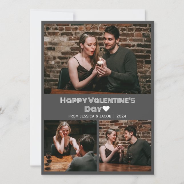 Simple Elegant Love valentine's day couple photo Holiday Card (Front)