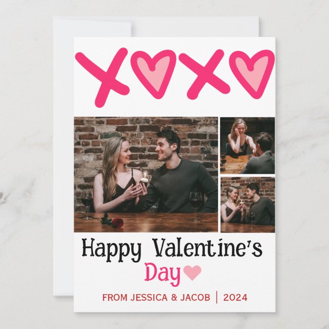 Simple Elegant Love valentine's day couple photo Holiday Card (Front)