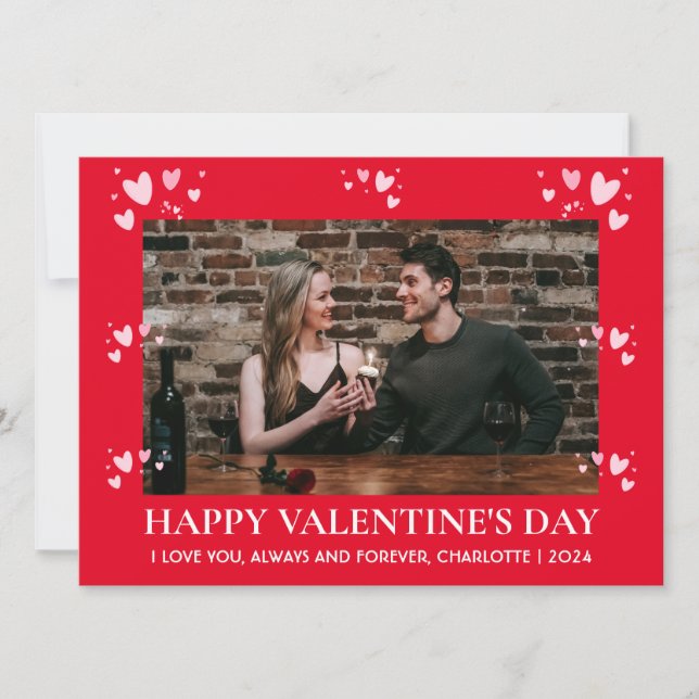 Simple Elegant Love valentine's day couple photo Holiday Card (Front)