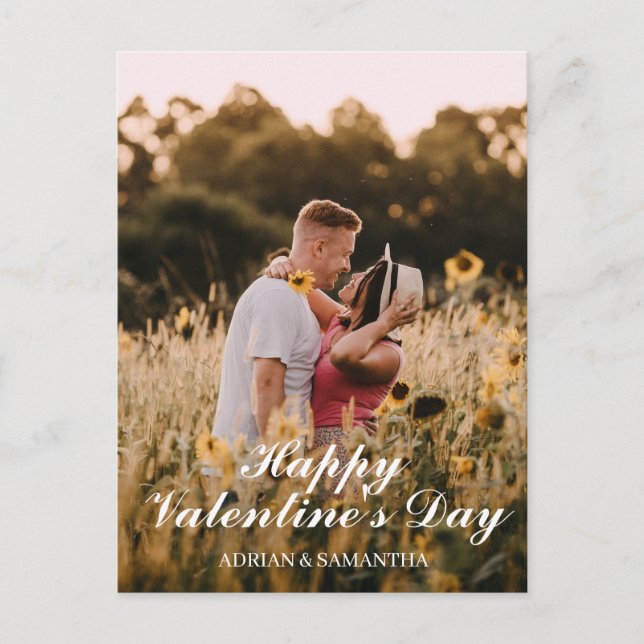 Simple Elegant Love valentine's day couple photo Holiday Postcard (Front)