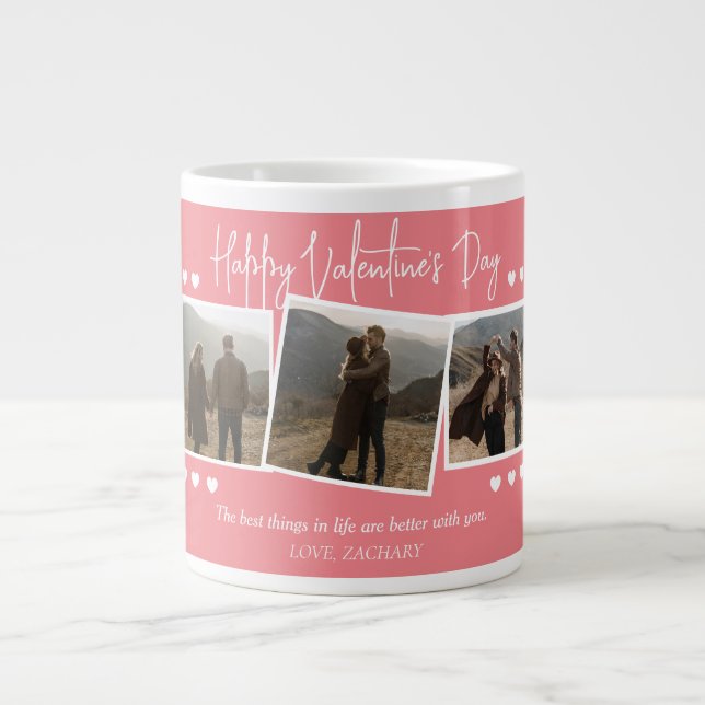 Simple Elegant Love valentine's day couple photo Large Coffee Mug (Front)