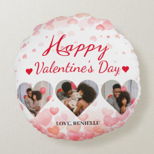 Simple Elegant Love valentine's day Couple photo  Round Cushion