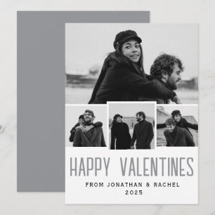 Simple Elegant Love valentines day Family 4 photo Holiday Card