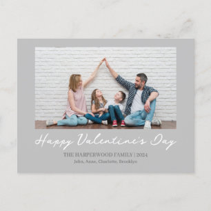 Simple Elegant Love valentine's day Family photo Holiday Postcard