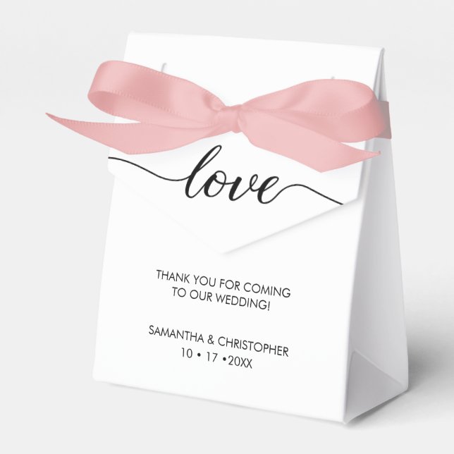 Simple & Elegant Love Wedding ScrIpt Personalised Favour Box (Front Side)