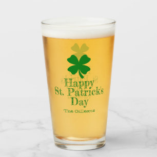 Simple Elegant lucky Shamrock St Patricks Day  Glass