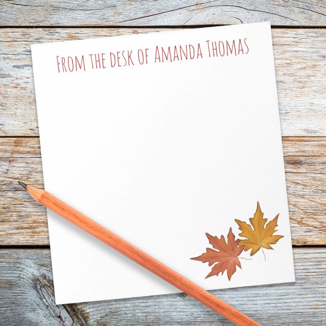 Simple Elegant Maple Leaves Minimal Modern Notepad (Simple fall Autumn Maple leaves in red and brown custom notepad)